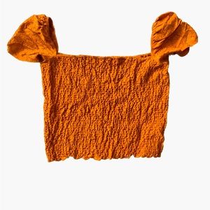 Express One Eleven Off the shoulder ruched crop top